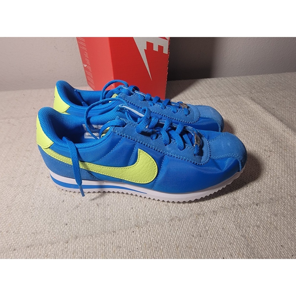 Nike Cortez GS Shoes Youth 4.5Y Womens 6 Blue Volt Suede Nylon Sneakers IB7748